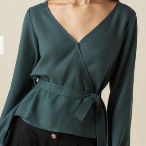 Vetta Gathered Sleeve Wrap Top
